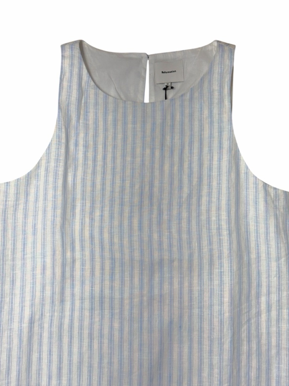 Reformation Jessi Blue & White Striped Linen Mini Dress Womans 10 - Picture 3 of 9